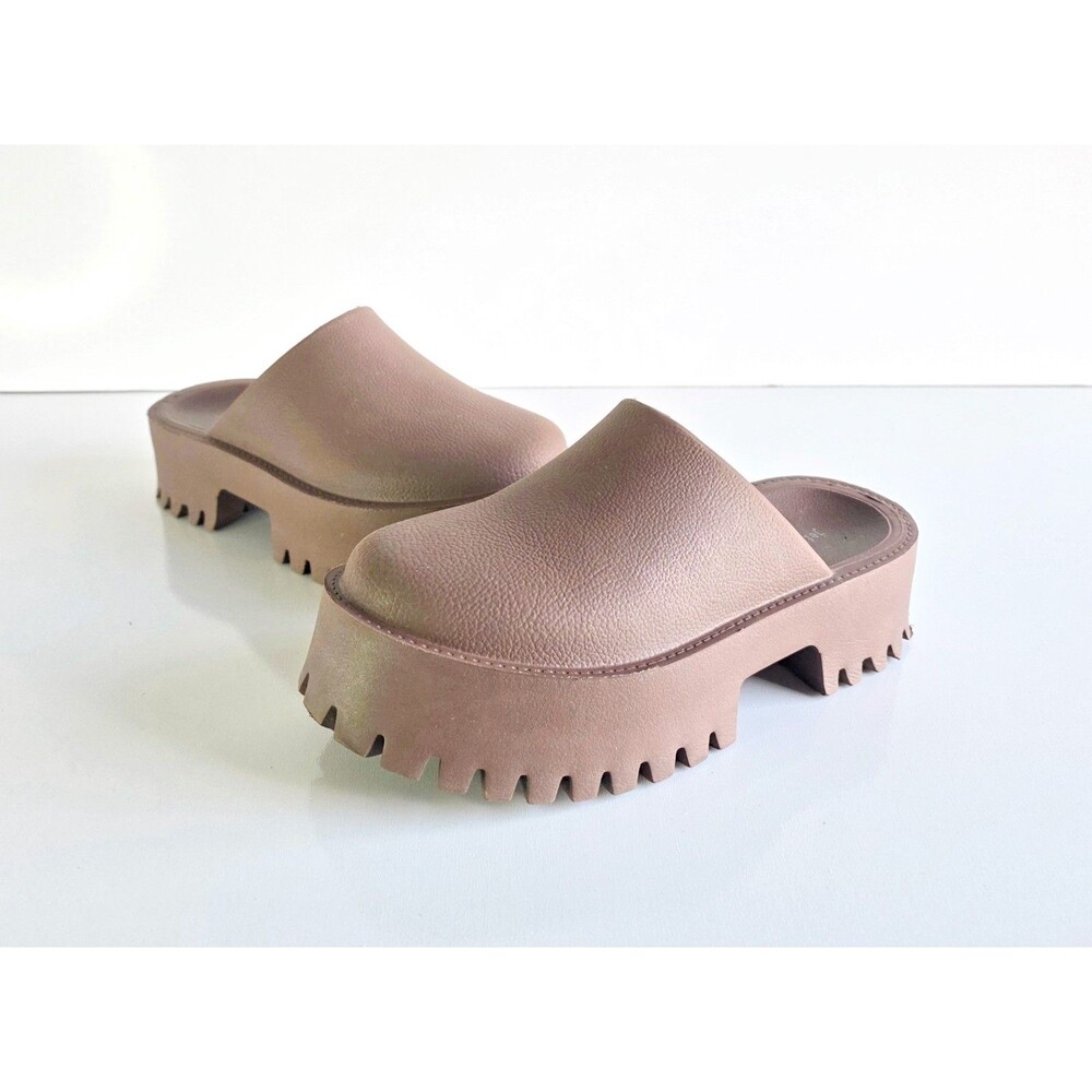 JEFFREY CAMPBELL Clogge Platform Mule Brown Lug Sole Sz 7 38 Slip On Clogs